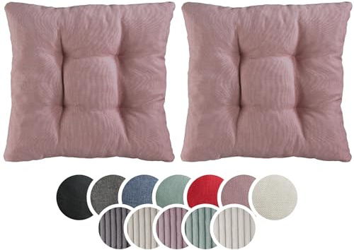 sleepling 2er Set Stuhlkissen 38x38cm, Sitzkissen für Stuhl & Bank, Altrosa | Weicher Möbelstoff 38 x 38 cm, Indoor & Outdoor, Made in EU, OEKO-Tex, Waschbar bis 30 Grad, 2 Stück