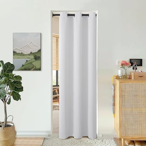 BGment Grauweißer Türvorhang, 203 cm Länge, für Tür, Schlafzimmer, Schrankvorhang, Privatsphäre, thermisch isoliert, Verdunkelung, Raumteiler für Raumtrennung, 1 Panel, 86,4 cm breit