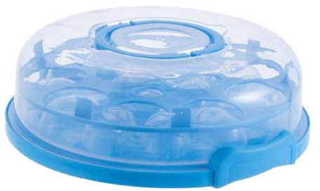 Ioensy Portatorte con custodia per il trasporto della torta con coperchio, supporto per contenitore per torta rotondo per frutta, Blu