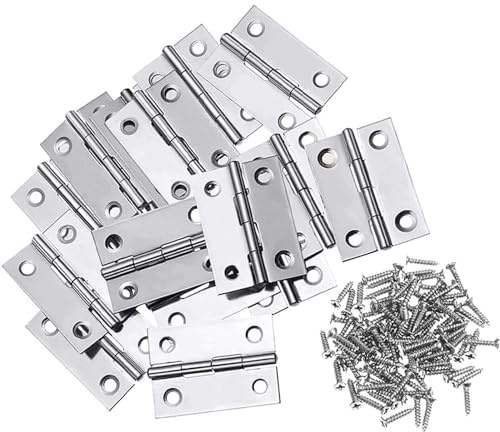 12 Stück Scharniere Klappbar, 27mm × 24mm Edelstahl Scharnier Klavierband Scharnieren Klein Scharnierband für Türen Fenster Schränke mit 48 Stück Schrauben