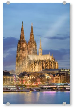 artboxONE Acrylglasbild 45x30 cm Städte/Köln Kölner Dom am Abend Bild hinter Acrylglas - Bild köln Beleuchtung City
