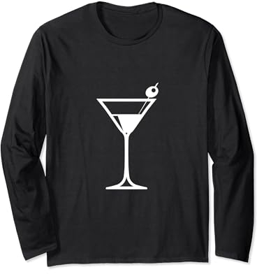 Martini Cocktail glass with olive I like cocktails Long Sleeve T-Shirt