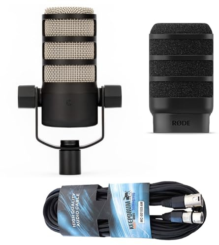 Rode Podmic professionelles Podcast-Mikrofon + WS14 Deluxe Popschutz + keepdrum XLR-Kabel