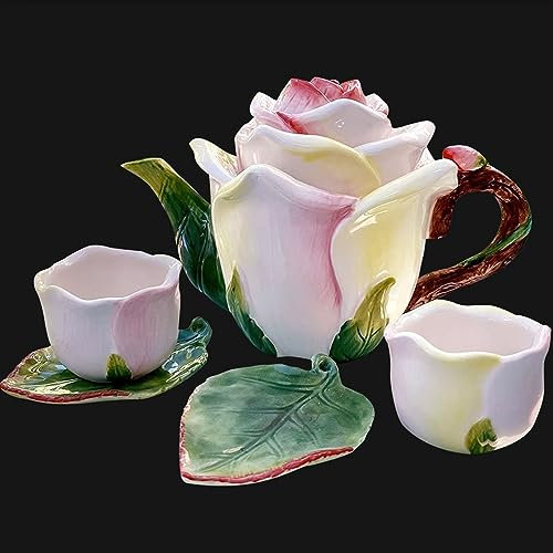CNBYDK Teeservice Teeservice für Erwachsene Teeservice Keramik Champagner Rose Teeservice Dekorative handbemalte Teekanne Teetasse Kung Fu Teeservice