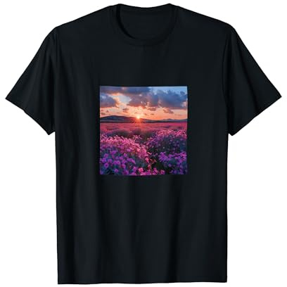Oleander Flower Field Beautiful Sunset Graphic T-Shirt