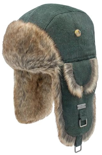 Alkaidstar Unisex Fliegermütze Rib Wolle Bomber Aviator Pilot Hat Faux Fellmütze Winter Russische Mütze Herren Bomber Hut Fliegermütze Erwachsenen Wintermütze Ohrenschützer