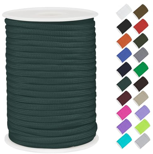 CAMAL Paracord 4mm Polypropylenseil 7-Strang Core 30m Starke Schnur Paracord Armbänd Schnur Reißfest Utility Seil 4mm Hält bis zu 70kg, Seile für Camping, Zeltspanner (Dunkelgrün)