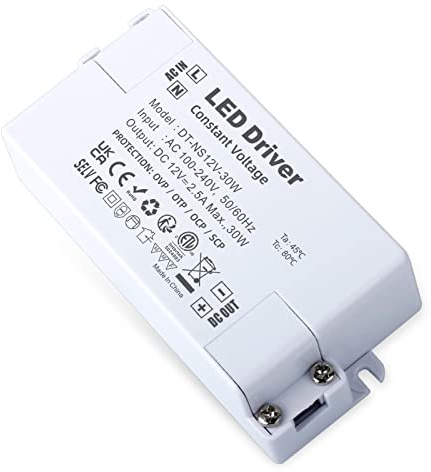 YAYZA! LED Trafo 12V 30W, LED Transformator 230V auf 12V DC Netzteil | IP44 2.5A LED Driver, Konstantspannungs Treiber für Streifen Lampen G4, MR11, GU5.3, MR16