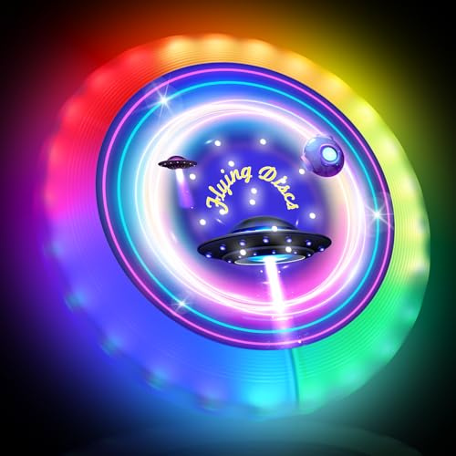 Adicop Frisbee LED, Disco LED - 39 LED RGB, 7 modalità, Frisbee Impermeabile con Batteria Ricaricabile 500 mAh, Ideale per Esterno, Prato, Giochi da Campeggio, Compleanno