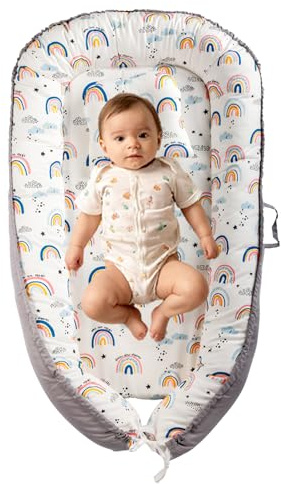 Fugualin Baby Nest Pod für Neugeborene, Babyliege für 0-12 Monate Jungen Mädchen, 100% Baumwolle Baby Schlafnest, Baby Essentials für Neugeborene, Baby Geschenke (Grau)