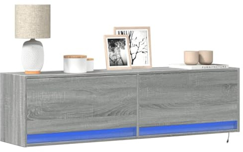 ShGaxin 852374 Meuble TV mural avec lumières LED Gris Sonoma 140 x 31 x 38 cm