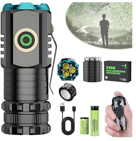Weairotp Linterna Recargable Magnolight, Mini linternas de lámpara de antorcha LED súper Brillantes Recargables portátiles Tipo C, pequeñas antorchas para Exteriores de Alta Potencia