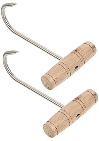 Cabilock 2stücke Fleischhaken Mit Griff Holz Für Grillen Shop Restaurant Camping Picknick Braten Haken Huhn Rindfleisch Haken Grillzubehör