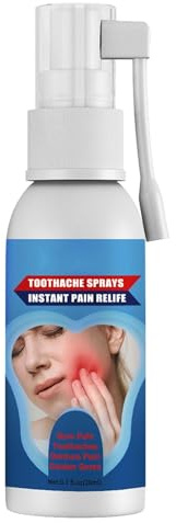 Spray De Dolor De Muelas,Alivia el Dolor de las Encías,Spray Portátil De Dolor De Muelas,Alivia el Dolor de las Encías,Aerosol para el Cuidado Bucal Aliviar con 2 Bolsas de Enjuague Bucal