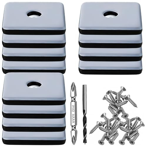 Teflongleiter zum Schrauben 12 Stück 50 mm Teflongleiter Quadratisch | Möbelgleiter mit 12 Edelstahlschrauben 2 Bohrer Bodengleiter Möbelgleiter-Set Effektiver Schutz Ihrer Möbel Stühle Böden