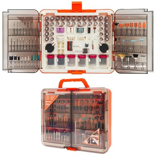 HARDELL 508PCS Rotary Tool Accessories Kit, 1/8(3.2mm) Multi-Purpose Rotary Tool Bits, Universal Attachments for Cutting, Sanding, Drilling, Carving, Engraving, Grinding, Polishing, Orange