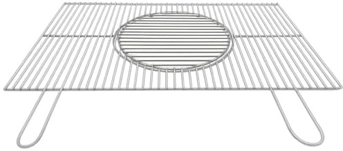 Grillrost 69,5x46 cm Grillgitter mit Wok Einsatz Ø30 cm Verchromt BBQ Grill | BURI Grillaufsatz rostfrei und hitzebeständig für Pizzastein, Gasgrill, Holzkohlegrill, BBQ und vielseitigen Grilleinsatz