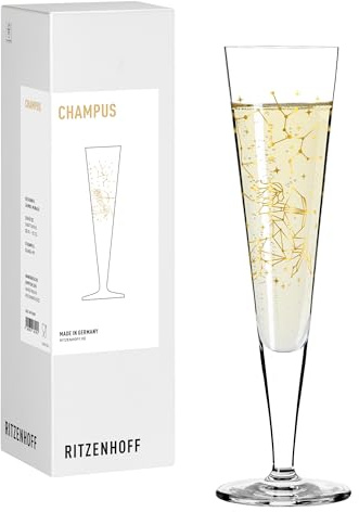RITZENHOFF 8191009 Champagnerglas 200 ml - Serie Astro - Motiv Sternzeichen Schütze mit Echt-Gold, Made in Germany