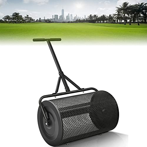DONGGANSHI Lawn & Garden Spreaders, 24 Compost Spreader, Peat Moss Spreader with Heavy Duty Metal Roller Antirust Manure Spreader Peat Spreader Lawn Top Dresser Spreader