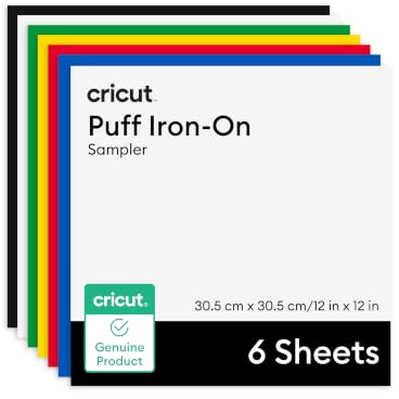 Cricut™ puffiges Iron-On, Musterset Klassische Farben – 30,5 x 30,5 cm / 12 x 12 Zoll (6 Stk.) | HTV-Wärmetransfer-Vinyl
