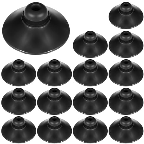 Skrfren 16 Stück Aquarium-Saugnäpfe, Aquarium Fisch Tank Gummi Tasse Saugnapf für die Einrichtung der Aquarium-Belüftung und Tankpumpe, Schwarz