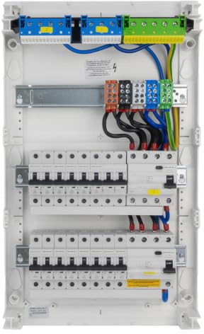 Doktorvolt Sicherungskasten Aufputz 3-reihig 36 Module – Verteilerkasten verdrahtet mit 14x MCB 2x RCCB VDE geprüft IP40 Hager Verteilerschrank 515x305x96,5 mm für Haus Werkstatt und Gewerbe