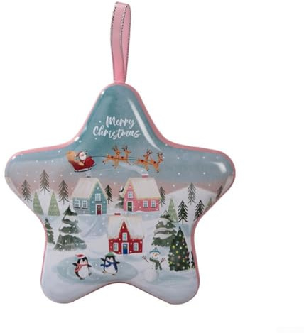 Scatola regalo di Natale riutilizzabile, scatola regalo per dolcetti natalizi e ciondoli natalizi in latta contenitore per feste stagionali (F)