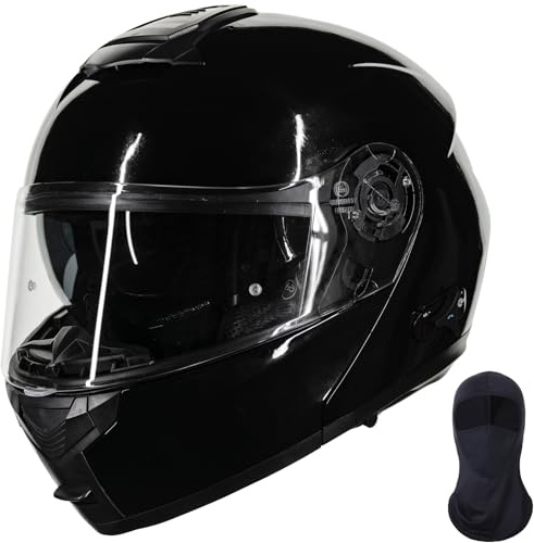 ILM Bluetooth Motorradhelm Klapphelm Modular Integralhelm Intercom für 2-3 Fahrer Doppelvisier mit Sturmhaube ECE22.06 Modell 159BT