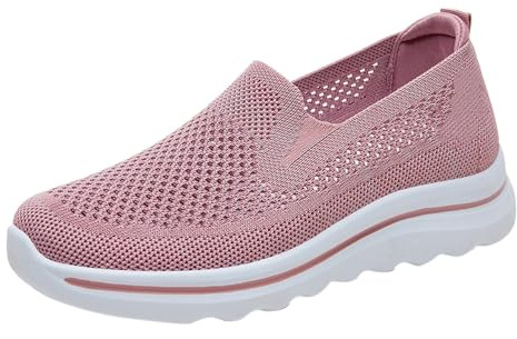 Sneaker dam, slip-on, diabetiker, skor, maskerade, ventilerande promenadskor, lätta, avslappnade löparskor, sneakers, memoryskum, sportskor, joggingskor för sporthall, utomhus, jogging, ROSA, 41 EU