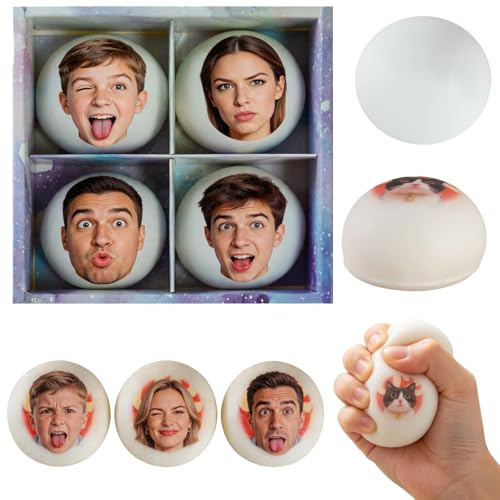 Personalisierter Anti-Stressball für Erwachsene, Individuell mit Foto/Logo/Text, 4PC Langsam Aufgehender Weicher Anti Stress Ball, Geschenke für Erwachsene Büro Studium Reise