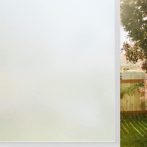 rabbitgoo Fensterfolie Blickdicht Sichtschutzfolie Fenster Selbsthaftend, Milchglasfolie Statisch Haftend 44,5 x 200 cm ohne Klebstoff Folie Sichtschutz Anti UV für Zuhause Büro Matt