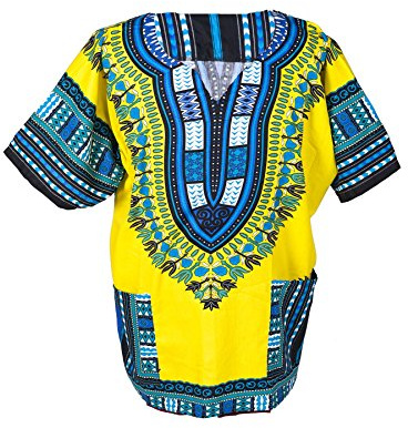 Lofbaz Robe Chemise Unisexe Africaine Traditionnelle Imprimé Dashiki Hippy M Jaune