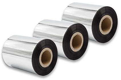vhbw 3x Thermotransfer-Band kompatibel mit TSC TTP-344M Plus | TTP-343 Plus Drucker Etikettendrucker, Wischfest, 80 mm x 300 m, Wachs-Plus Schwarz