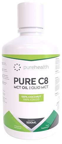 100% Kokosnuss C8 MCT-Öl | 99% Reinheit | Reine C8-Caprylsäure | Paleo | Keto | Vegan | Glutenfrei | BPA-freie Flasche