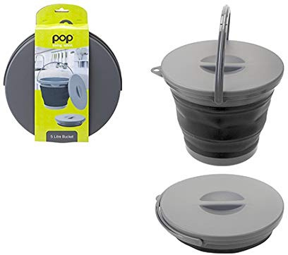 Summit Pop! 5L Collapsible Bucket with Lid Black/Grey