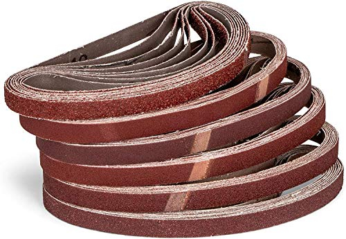 96 Pieces/Fabric Sanding Belts / 13 x 451 mm/Each 16 x Grain 40-60 - 80-120 - 180-240 / Compatible with Power File/Sandpaper/Sanding Belt Mix Pack
