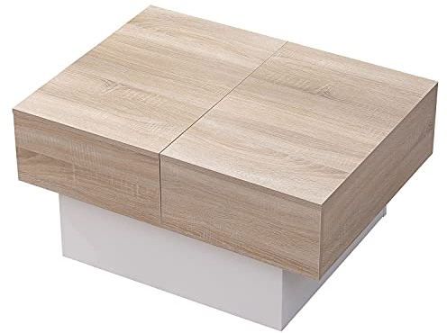 Happy Garden Table Basse Blanche Greta avec Plateaux Amovibles en Bois. Table de Salon cubique en Bois avec coffres de Rangement.