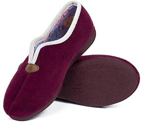 N/S CoboFamily Zapatillas de Casa Mujer Invierno Cómodas, Zapatos Suapel Tacón Cuña y Punta Cerrada Multicolor, Suela Caucho Talla 35-41 HECHO EN ESPAÑA (41, Burdeo