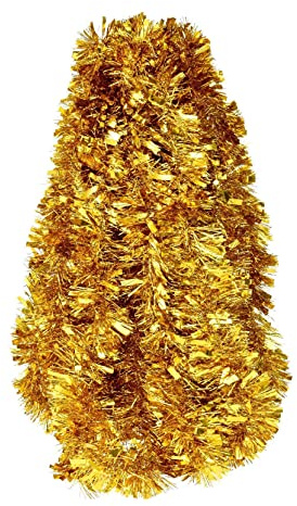 ANGIX 2m Christmas Tinsel Garland Metallic Gold Shiny Tinsel Garland for Christmas Tree Decoration, Xmas New Year Party Indoor & Outdoor Home Decoration