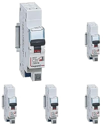 Legrand - Disjoncteur Phase + Neutre - 20A - bornes automatiques - 1 module, Paquet de 5