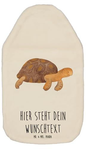 Mr. & Mrs. Panda Personalisierte Wärmflasche Schildkröte Marschieren - Weiß