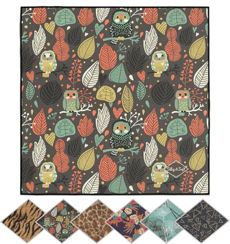 POPNWOW Mikrofaser Reinigungstuch, Brillenputztücher Optikerqualität 30x30cm, Microfiber Cleaning Cloths Reinigungstücher für Brille, Kamera, Objektiv, Handy, Tablet, Display, Glas (Eule)