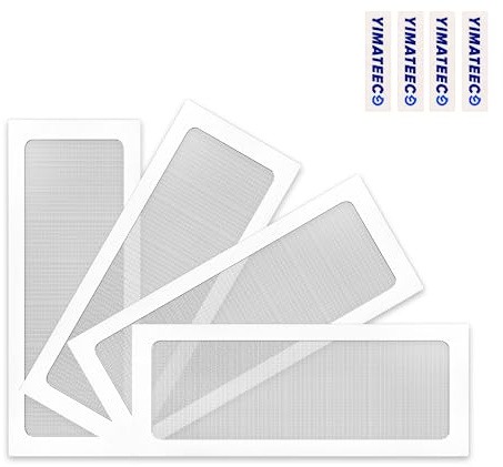 YIMATEECO Dammfilter PC 360 mm för datorkylare/PSU/routrar, datorfläktfilter, grillar PVC 50 nät, magnetisk ram, PC-kylfilter, dammtätt nät (PVC, 120 x 360 mm, 4 st, vit)