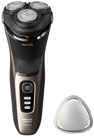 Philips Norelco Shaver 3000 Series, Wet and Dry Electric Shaver, P-Cap, Travel Pouch, Ash Gold, Model S3242/90