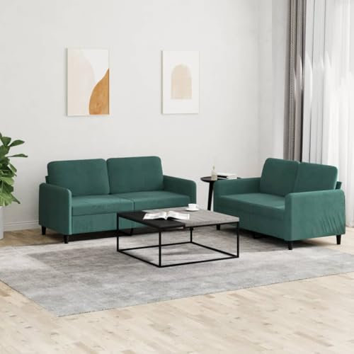 CINDERFUL 2-TLG. Sofagarnitur Dunkelgrün Samt,Gemütliche SamtSofagarnitur für entspannte Stunden und stilvolles Ambiente Möbel, Wohnzimmer