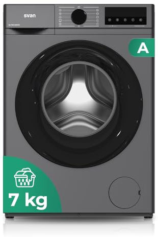 Svan Lavadora 7Kg Carga Frontal Inox SL7201AIDVX. 1600W, 1200rpm, Motor Inverter, 11 Programas, Función Stop&Go, Tambor Diamante, Clase de Eficiencia Energética A