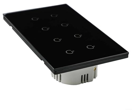 Interruptor de pared inteligente WiFi de 2 vías para Tuya y para la aplicación Smart Life, para control de voz Alexa, 220 V 10 A, panel de vidrio templado, opciones de 2 bandas a 8 bandas, para