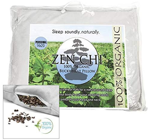 ZEN CHI Buckwheat Pillow Organic Buckwheat Pillow - Japanese Size (14 X 20) - Great for Kids or Travel