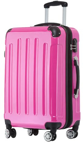 BEIBYE Zwillingsrollen 2048 Hartschale Trolley Koffer Reisekoffer Taschen Gepäck in M-L-XL-Set (Pink, L)