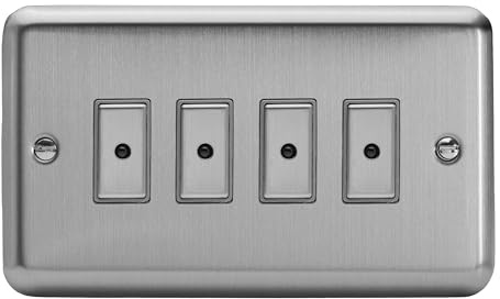 Varilight 4-Gang V-Pro Multi-Point LED Dimmer 4 x 0-100W - Value Matt Chrome With Brushed Steel Buttons, JSE104